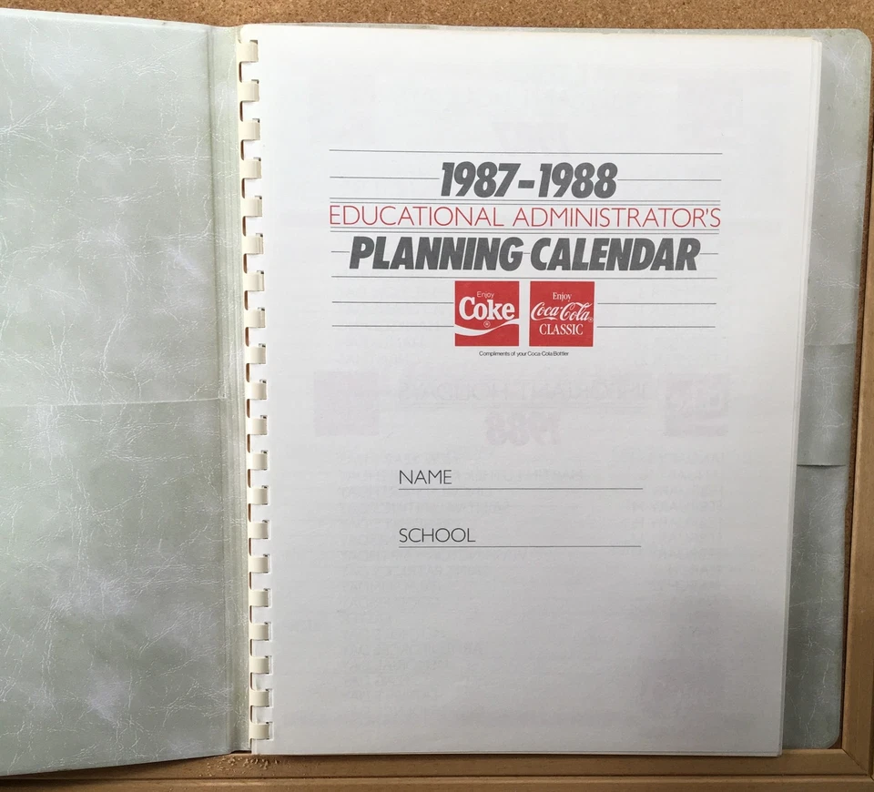 1987-88 COCA~COLA WEEKLY EDUCATIONAL ADMINISTRATOR'S PLANNING CALENDAR UNUSED - Image 3 of 4