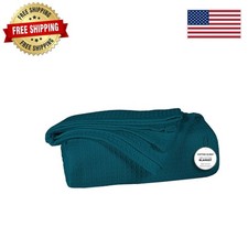 Elegant Twin Size 100 Cotton Waffle Blanket - Breathable All-Season Comfort
