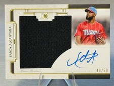 🐠⚾️SANDY ALCANTARA 2024 Topps Definitive Gold Foil Jumbo Patch Auto SP /50!⚾️🐠