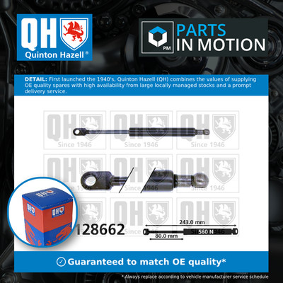 Boot Gas Strut (for glass only) fits BMW 520D E39 2.0D 00 to 03 Spring Lift QH