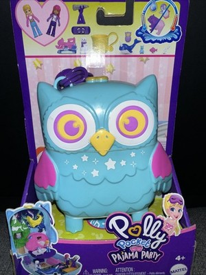 Polly Pocket Pajama Party Snowy Sleepover Owl Compact Playset with 2 Micro Dolls