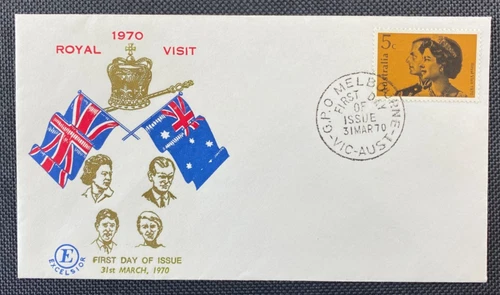 1970 Royal Visit To Australia EXCELSIOR FDC First Day Cover Melbourne Postmark