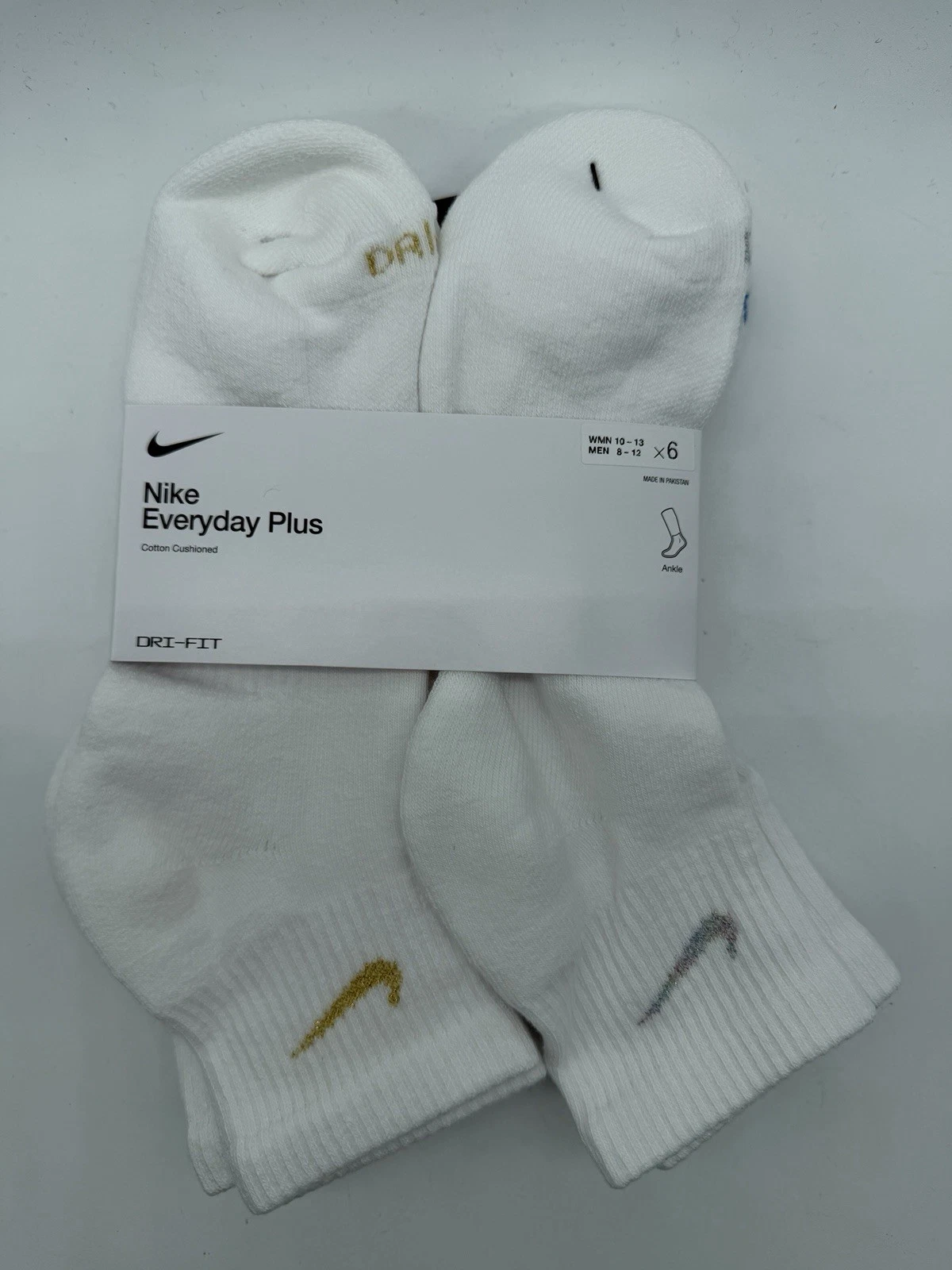 NEW 6 PAIR PACK MENS NIKE EVERYDAY PLUS DRI FIT COTTON ANKLE SOCKS SIZE LARGE WH
Opens in a new wind