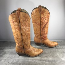 Women's Texas Western Marbled Leather Riding Stacked Heel Campus Boots Size 9