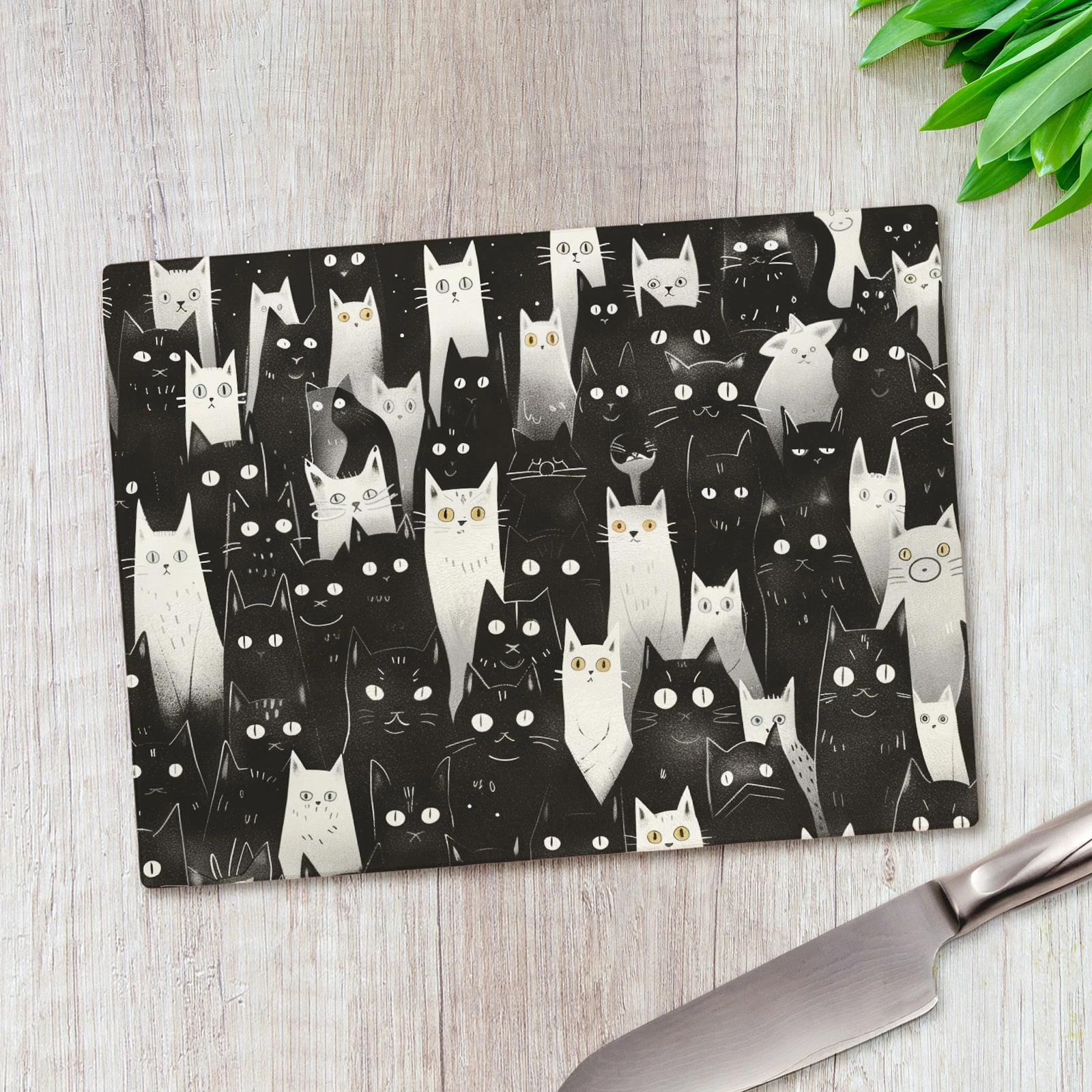 Black & White Cats Pattern Glass Chopping Board Large Kitchen Worktop Saver
Opens in a new window or