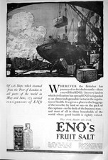 Antique Old Print 1920 Eno'S Fruit Salt Peter Dawson Scotch Whisky Glasgow 20th