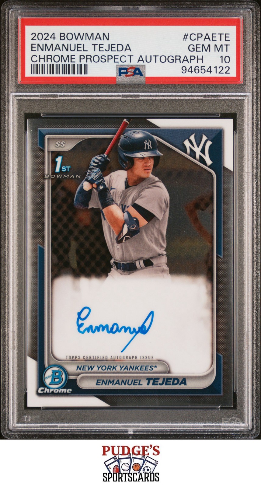 Enmanuel Tejeda 2024 Bowman Chrome Prospect Autographs #CPAETE PSA 10