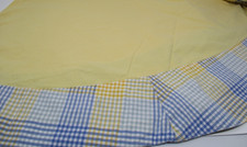 Yellow Cotton Tablecloth Blue Yellow Gingham Check Border 70" Round
