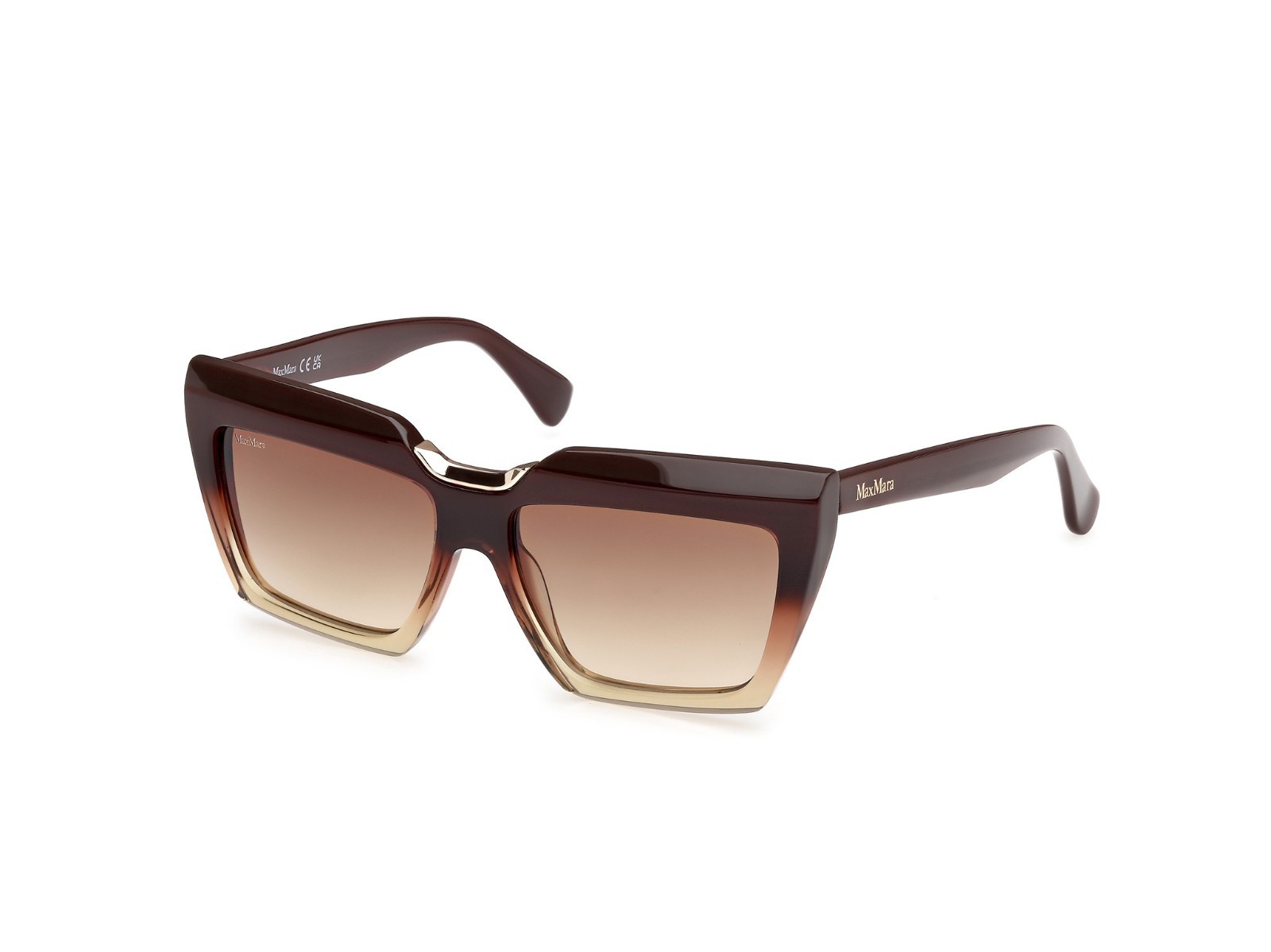 NEW MAX MARA MM0137 50F DARK BROWN/BROWN GRADIENT AUTHENTIC SUNGLASSES 56-15-140