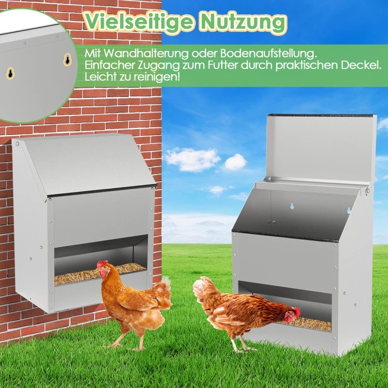 Futterautomat Hühner Futterspender für Kleintiere Geflügel Futtertrog 5/15kg - Bild 4 von 4