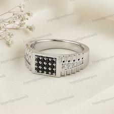 Anillo de plata de ley 925 de 2 mm corte redondo de ónix negro anillo para hombre regalo para él