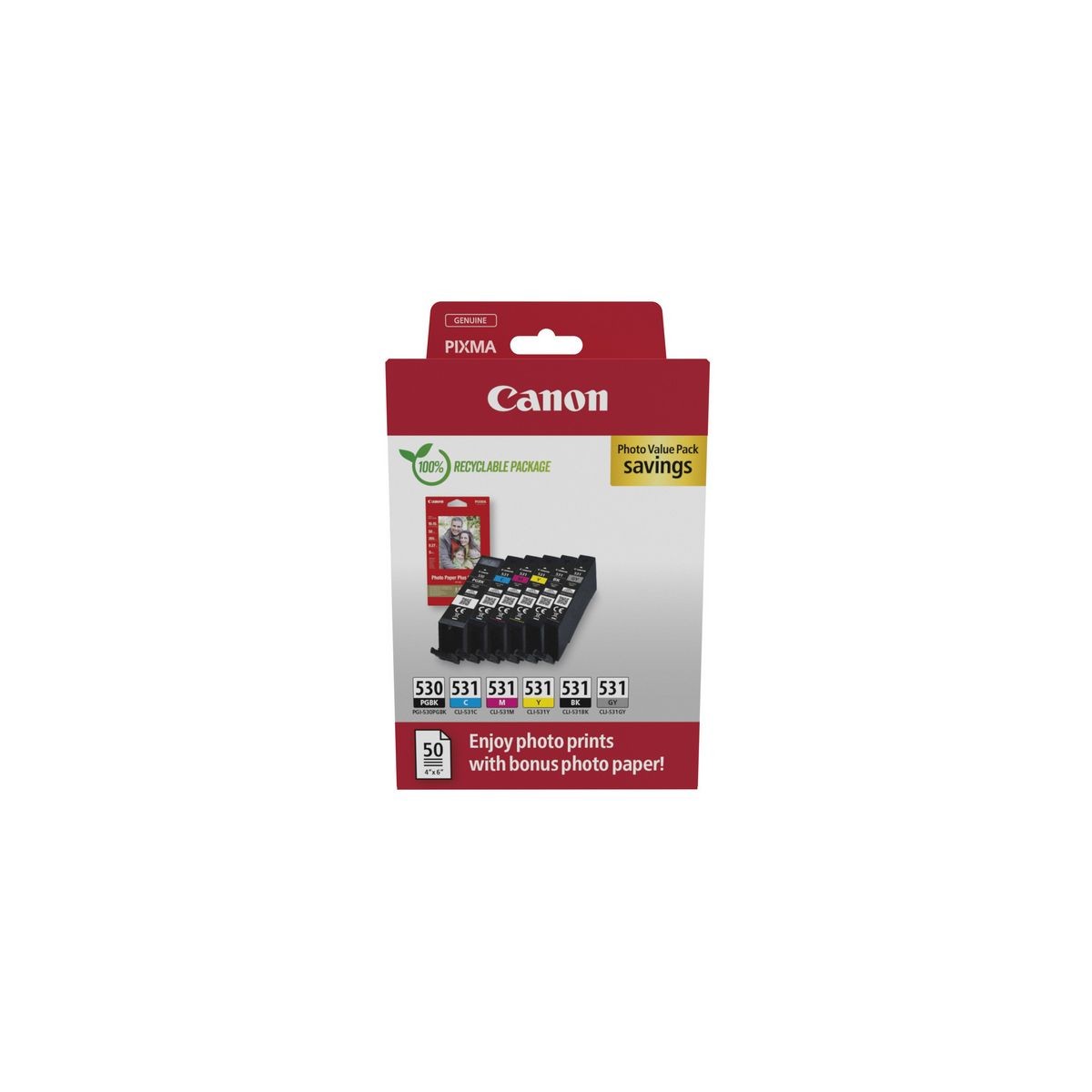 Cartouche Canon PGI-530PGBK et CLI-531 haute precision pour des tirages photo durables