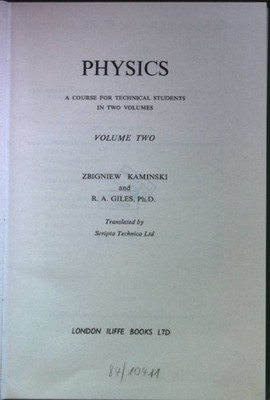 Physics: a Course for Technical Students: VOL. 2. Kaminski, Z.: