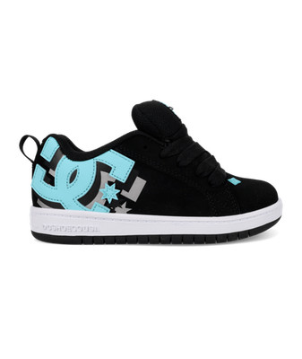 DC Shoes Unisex Kid's Court Graffik Skate Shoe Black/Teal - DC01663007-BKTEAL, B