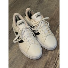 Adidas Grand Court Base White Black Sneakers F36483 Mens Size 8 Low Top Shoes