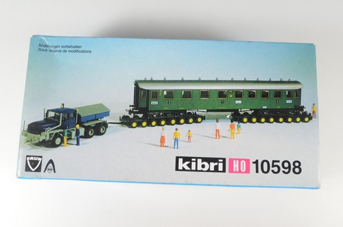 Tractor Kibri HO Faun con kit de remolque de transporte de vagones de ferrocarril - 10598 | Zustand: Used