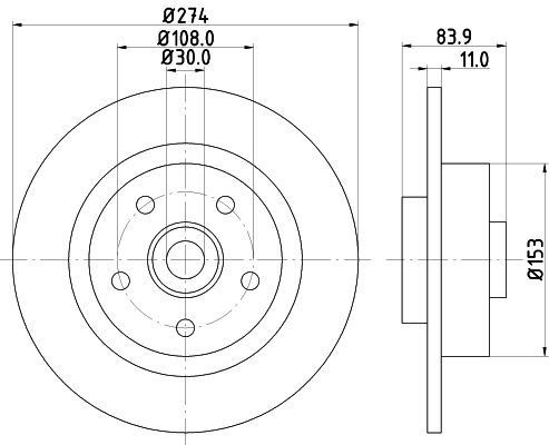 HELLA 8DD 355 112-361 BRAKE DISC Rear (SINGLE)