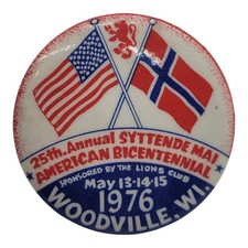25th Annual Syttende Mai American Bicentennial Pinback Button 1976