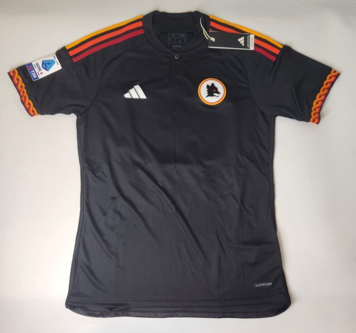 Adidas AS Roma Lukaku #90 Third Jersey Black M-L 2023/2024 Men’s NEW IK7170