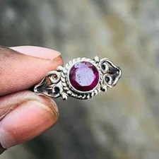 Garnet Solid 925 Sterling Silver Beautiful Handmade Women Ring, All Size M1019