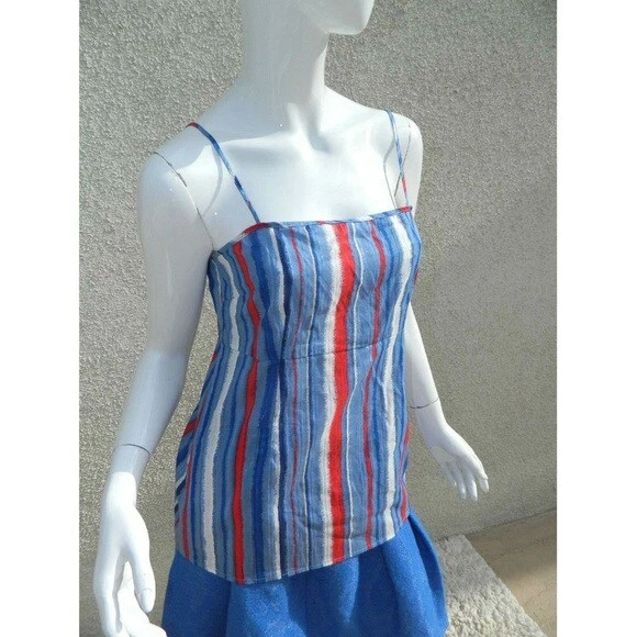 Top Cami Marc by Marc Jacobs Azul Rojo Sin Mangas Correa de Espagueti Cami Talla 4 Foto 4 de 4