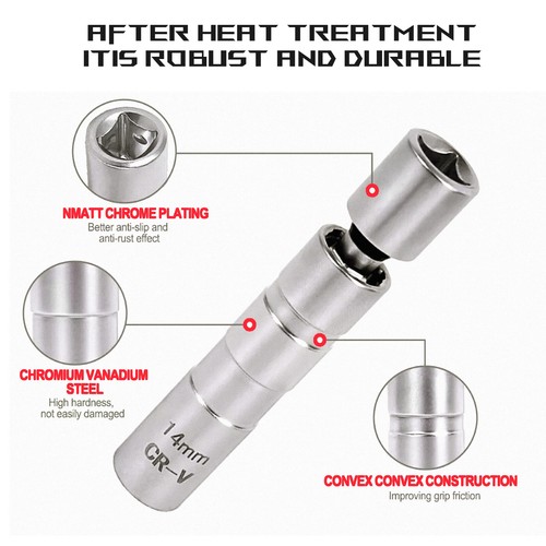 Universal Spark Plug Socket Wrench 12 Point Magnetic Thin Wall Tool 14mm +16mm - Picture 6 of 10