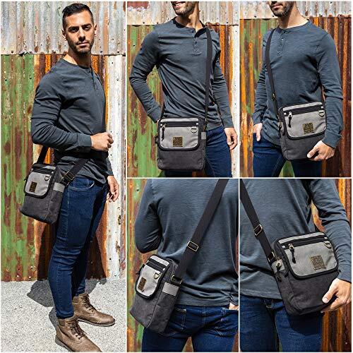 Crossbody Messenger Bag for Men and Women Canvas Shoulder Bags Black