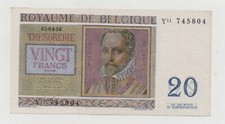 BELGIUM 20 FRANCS 1956 PICK 132B UNC+-