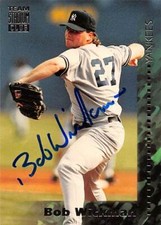 Bob Wickman autographed baseball card (Yankees) 1994 Topps Stadium Club #210