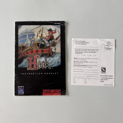 Hook with Reg Card Snes US NTSC Anleitung Manual Handbuch Super Nintendo Lot