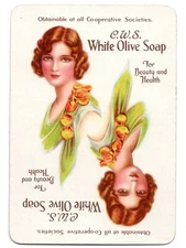 lady soap advert English wide 1900s vintage swap cards playing card