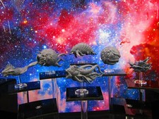 6pc Space Creatures Monsters Set Space War Gaming Set w/ Flight Stands  Rods