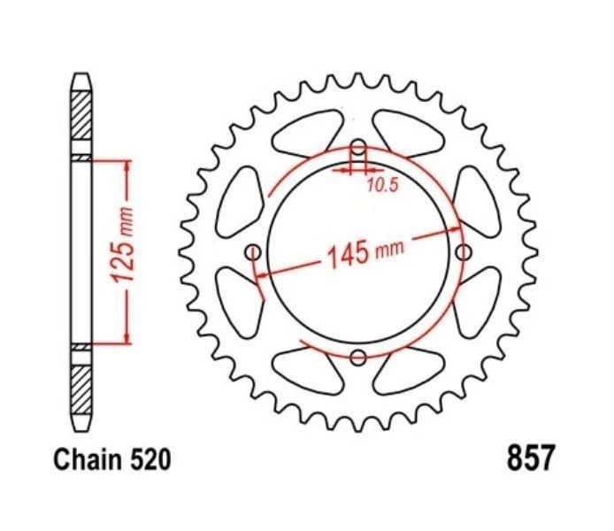 Roue a Chaîne 41 Dents (Chaîne 520) pour Yamaha XT 600 K 91-95 - Photo 1/1