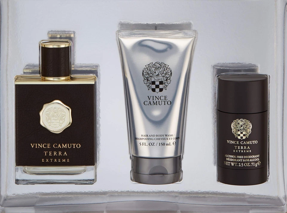 Juego de 3 piezas Vince Camuto Terra Extreme, 3,4 oz. EDP + desodorante y champú Foto 4 de 4