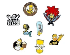 The Simpsons Characters 1.25 Inch Tall Enamel Metal Pin Set of 8 Pins