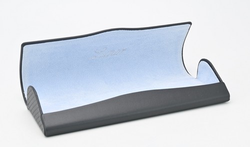 Lunor Glasses Case Real Leather Folding Magnetic Dark Gray Coal M 165x60x30 New - Picture 7 of 9