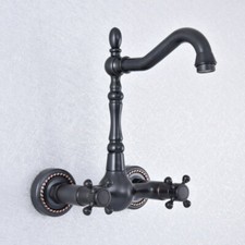 Black Oil Rubbed Brass Kitchen Faucet Bathroom Sink Mixer Tap Wall Mount ssf727