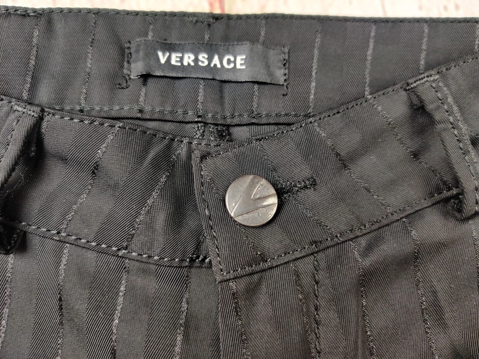 Abito Pantalone Gianni Versace Classico Donna Nero Dritto Formale Pantalone Rigato