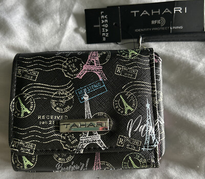 Tahari mini mate Multifunction Compact wallet Paris print
