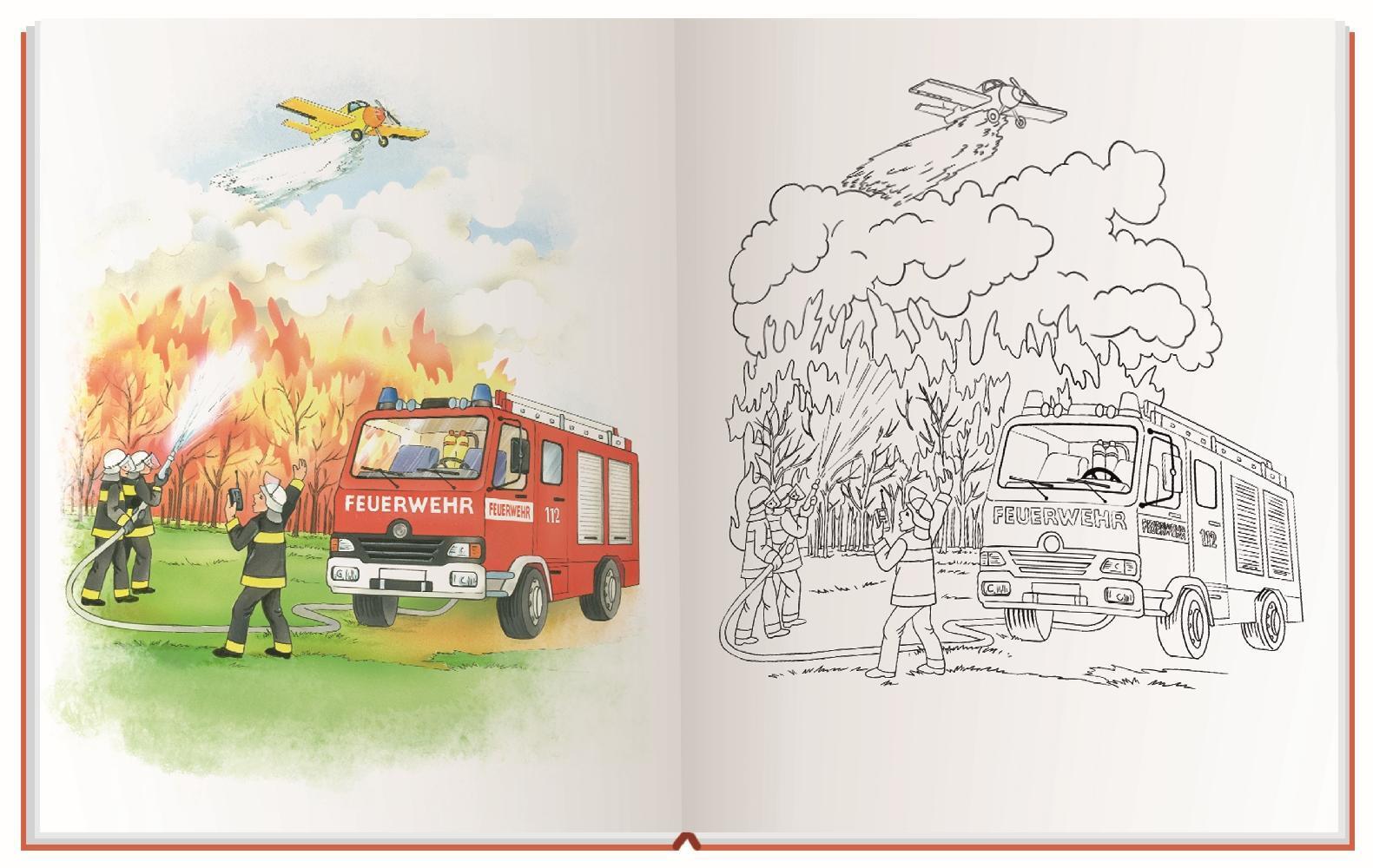 Thumbnail - Malbuch Feuerwehr | Mit 2 Spielzeugen | Deutsch | Taschenbuch |