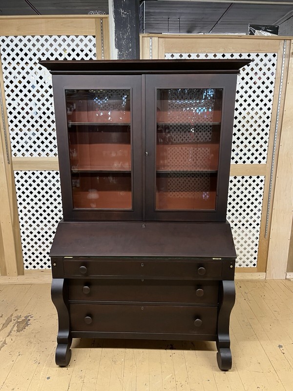 Antique Walnut 1860-1890s Empire Secretary Desk 