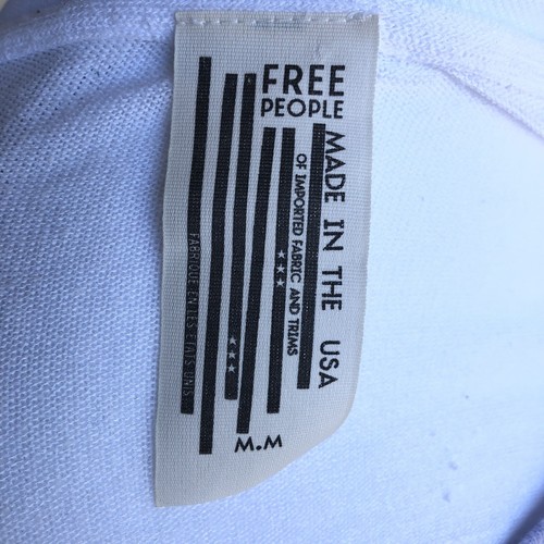 Free People Women’s White/Blue Flowy Tee Size M - Picture 5 of 6