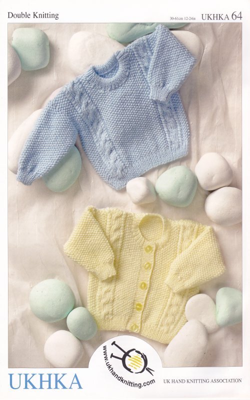Double Knitting Baby Pattern Long Sleeved Cable Knit Cardigan Sweater UKHKA 64