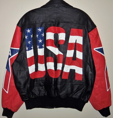 VINTAGE 00's MICHAEL HOBAN USA FLAG PATRIOTIC 9/11 WHEREMI LEATHER