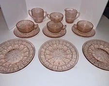 Vintage Pink DORIC & PANSY Pretty Polly 12-pc Pink Depression Glass by Jeannette