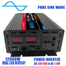 6000W Pure Sine Wave Car Power Inverter DC 12V 24V To AC 220V Socket Converter