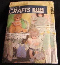 Vintage McCall's Crafts Pattern 8872 Doll Clothes in 3 Sizes 13" - 18" UNCUT FF