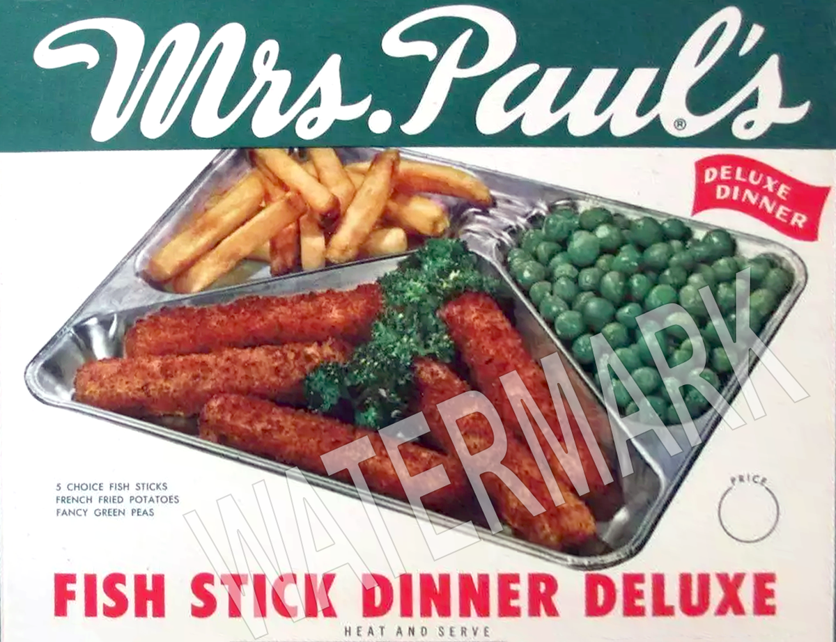 MRS PAUL'S fish stick TV dinner 1950s High Quality Metal Fridge Magnet 3x4 7698 MRS PAUL'S fish stick TV dinner 1950s High Quality Metal Fridge Magnet 3x4 7698