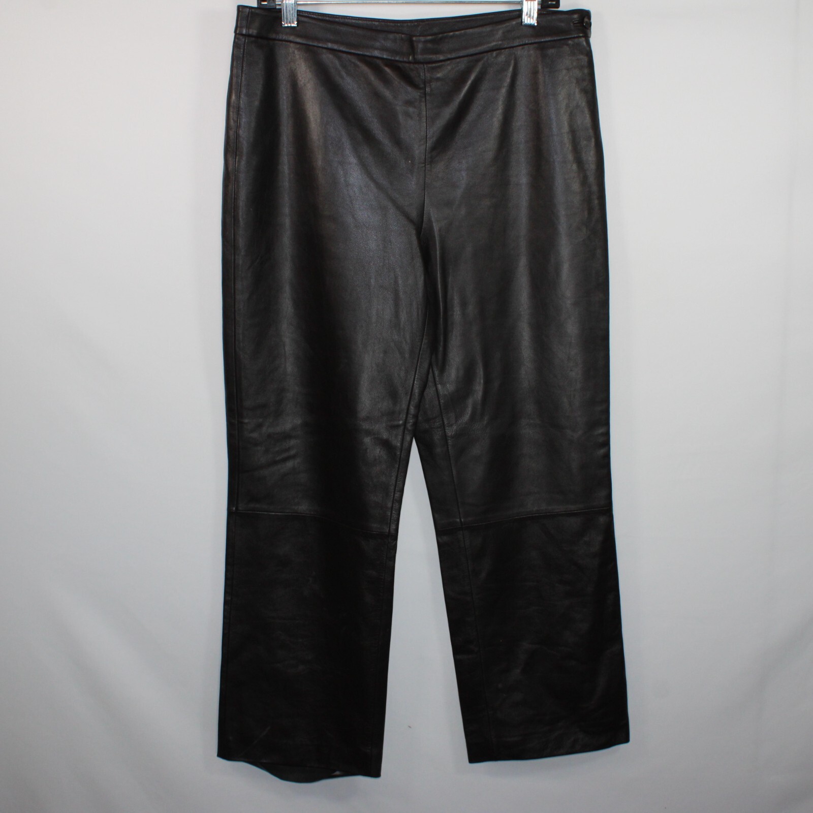 Episode Real Leather Trousers Womens UK 14 Brown High Waist Wide Leg Vintage Y2K