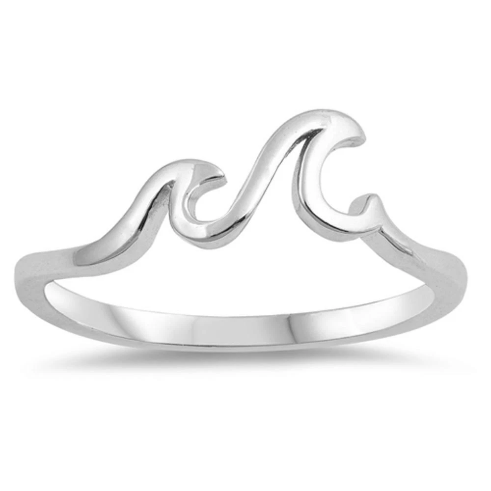 Wave Ocean Sea Tropical Nature Thumb Ring .925 Sterling Silver